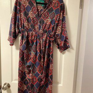 Anthropologie printed dress with a stretchy waistband
